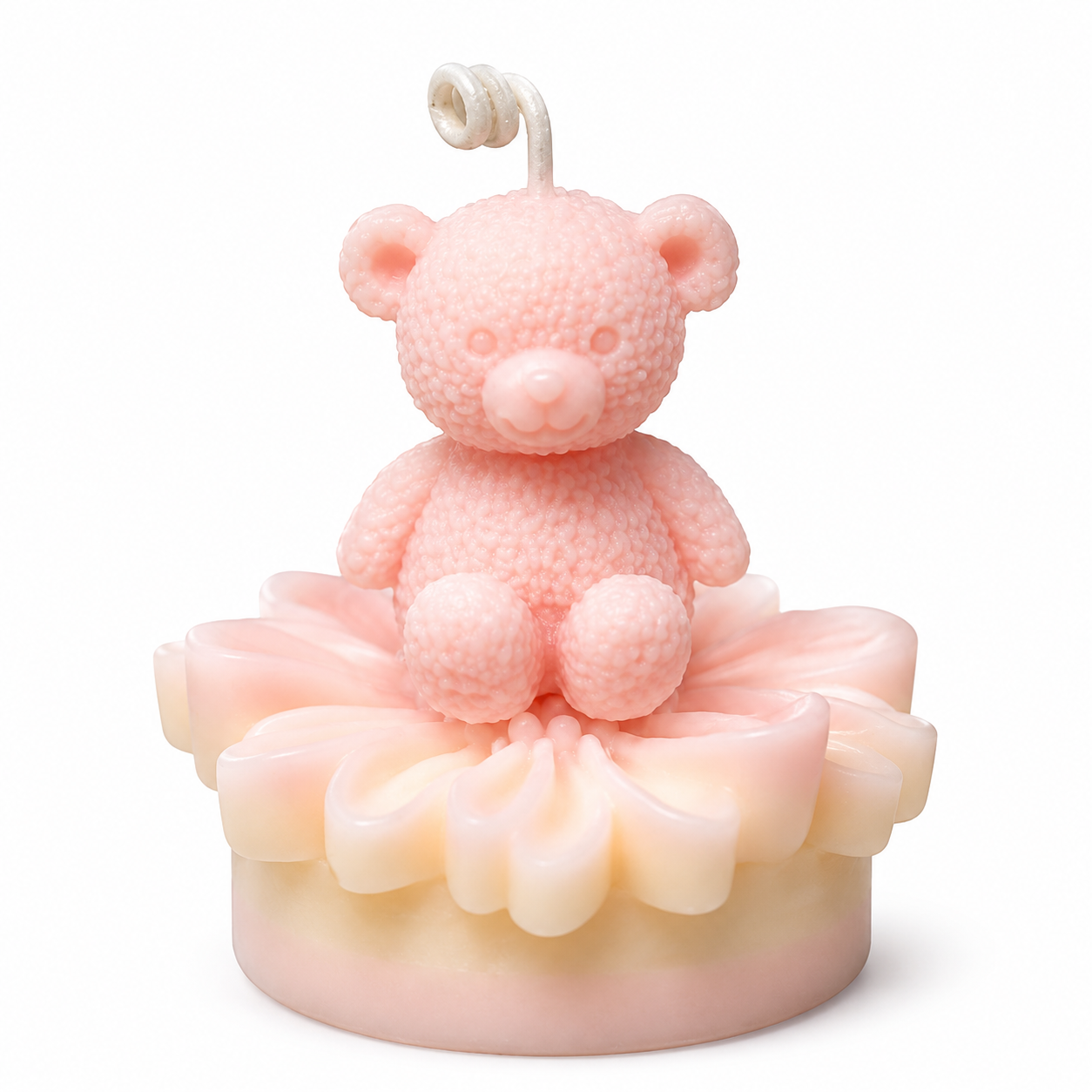 Itraa Essence Teddy Blossom candle with floral design and soft wax finish, perfect for decorative ambiance and cozy settings.