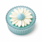 Itrāa Essence Daisy Bloom Jar Candle with blooming daisy design and warm candlelight in a glass jar.